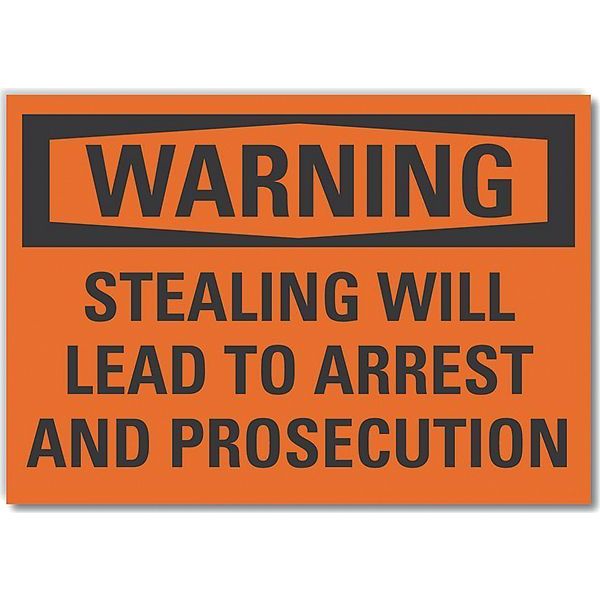 Decal, Warning Stealing, 14 x 10