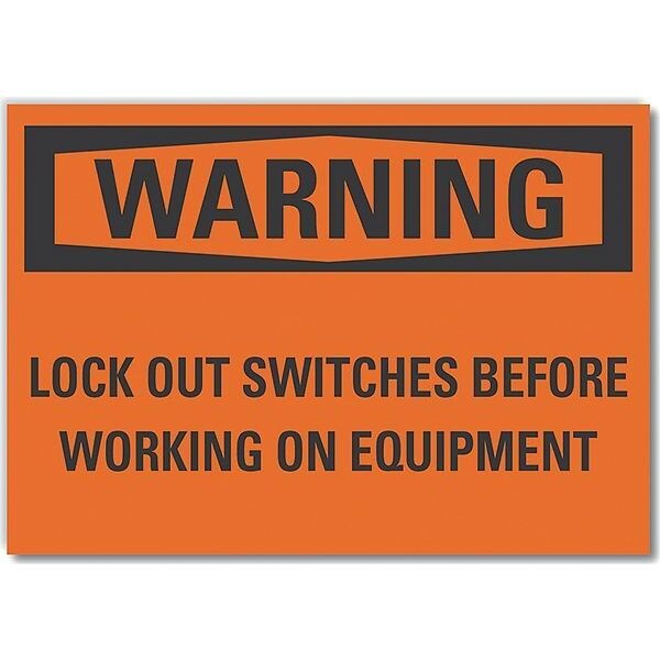 Lockout Tagout Warning Label, 7 in Height, 10 in Width, Polyester, Vertical Rectangle, English