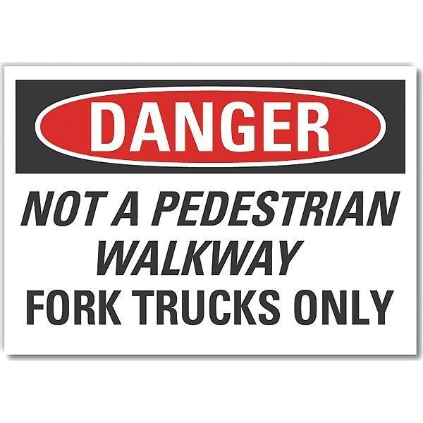 Pedestrian Danger Label, 3 1/2 in H, 5 in W, Polyester, Horizontal Rectangle, , LCU4-0590-ND_5X3.5