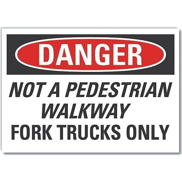 Pedestrian Danger Label, 7 in H, 10 in W, Polyester, Vertical Rectangle, , LCU4-0590-ND_10X7