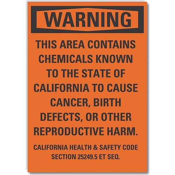 Chemicals Warning Label, 14 in H, 10 in W, Polyester, Vertical, English, LCU6-0166-ND_14X10