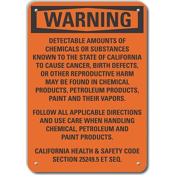 Plastic Chemicals Warning Sign, 14 in H, 10 in W, Vertical Rectangle, LCU6-0172-NP_14X10