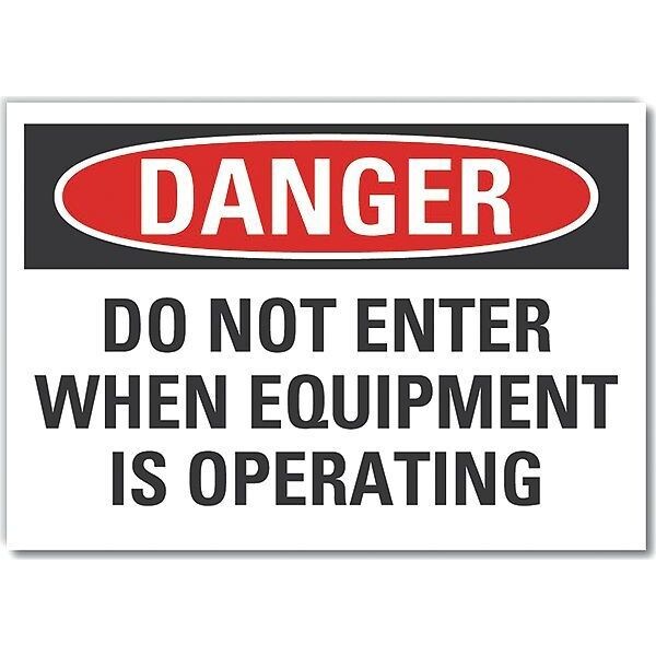 Danger Sign, 10 in H, 14 in W, Non-PVC Polymer, Horizontal Rectangle, English, LCU4-0584-ED_14x10
