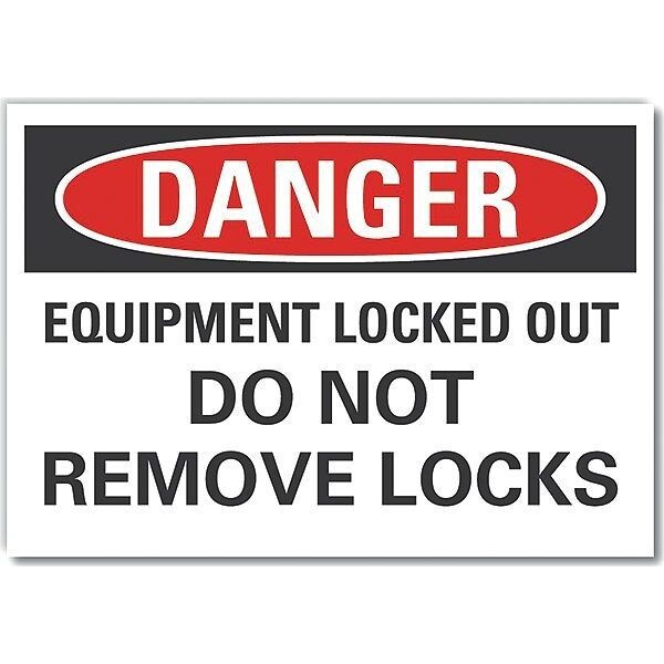 Lockout Tagout Danger Label, 3 1/2 in Height, 5 in Width, Polyester, Horizontal Rectangle, English