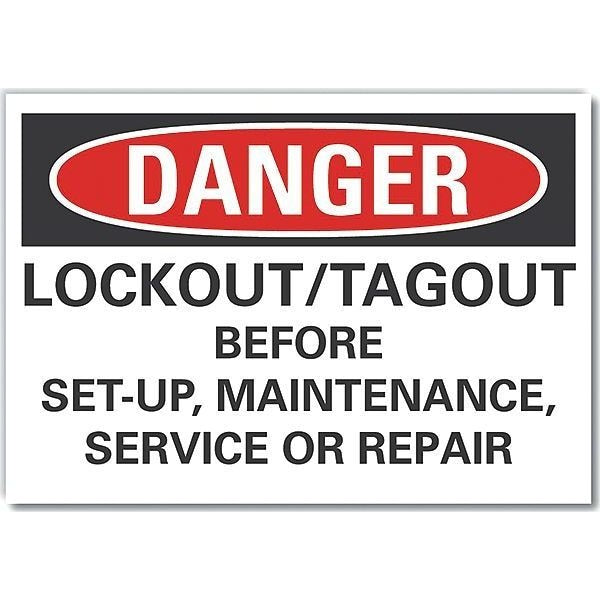 Lockout Tagout Danger Reflective Label, 10 in Height, 14 in Width, Reflective Sheeting, English