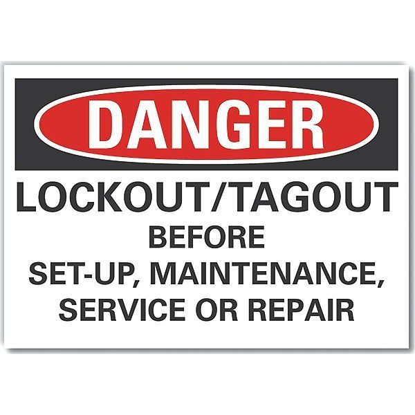 Lockout Tagout Danger Reflective Label, 7 in Height, 10 in Width, Reflective Sheeting, English