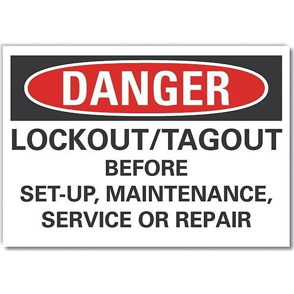 Lockout Tagout Danger Reflective Label, 5 in Height, 7 in Width, Reflective Sheeting, English