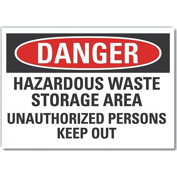 Hazardous Waste Danger Label, 7 in H, 10 in W, Polyester, Vertical Rectangle, LCU4-0672-ND_10X7