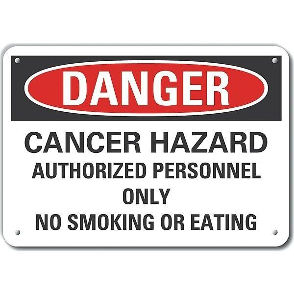 Aluminum Cancer Hazard Danger Sign, 7 in Height, 10 in Width, Aluminum, Vertical Rectangle, English