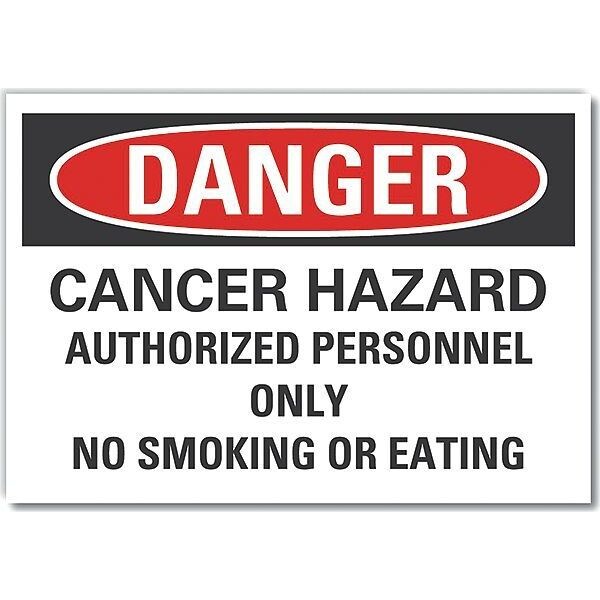 Cancer Hazard Danger Reflective Label, 7 in Height, 10 in Width, Reflective Sheeting, English