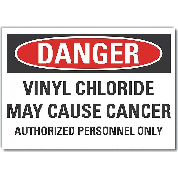 Vinyl Chloride Danger Reflective Label, 5 in Height, 7 in Width, Reflective Sheeting, English
