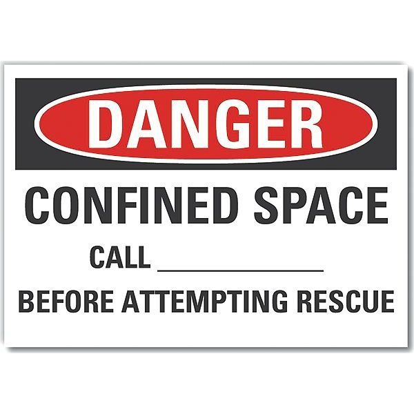 Decal, Danger Confined Space, 7 x 5