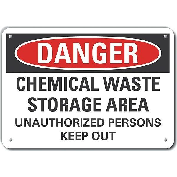 Decal, Danger Chemical Waste, Plastic, 14 x 10