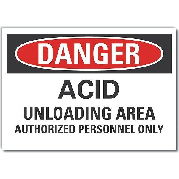 Acid Danger Reflective Label, 5 in H, 7 in W, Horizontal Rectangle, LCU4-0615-RD_7X5