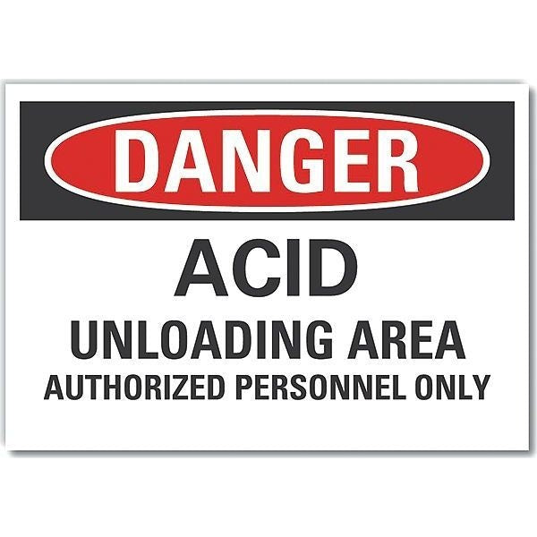 Acid Danger Label, 5 in H, 7 in W, Polyester, Horizontal Rectangle, English, LCU4-0615-ND_7X5