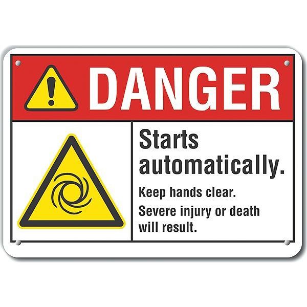 Danger Sign, 7 in Height, 10 in Width, Plastic, Vertical Rectangle, English