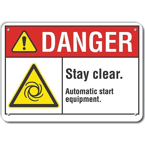 Reflective  Stay Clear Danger Sign, 7 in Height, 10 in Width, Aluminum, Vertical Rectangle, English