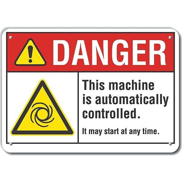 Reflective  Machine & Operation Danger Sign, 7 in Height, 10 in Width, Aluminum, Vertical Rectangle