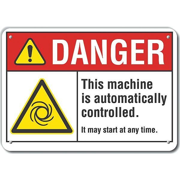 Plastic Machine & Operation Danger Sign, 7 in Height, 10 in Width, Plastic, Vertical Rectangle