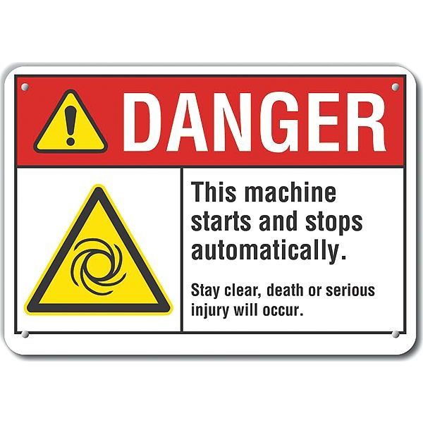 Plastic Machine & Operation Danger Sign, 7 in Height, 10 in Width, Plastic, Vertical Rectangle
