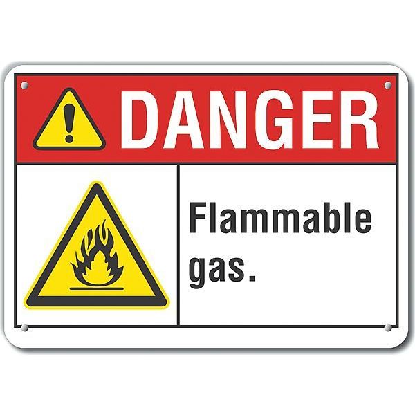 Plastic Flammable Gas Danger Sign, 7 in Height, 10 in Width, Plastic, Vertical Rectangle, English