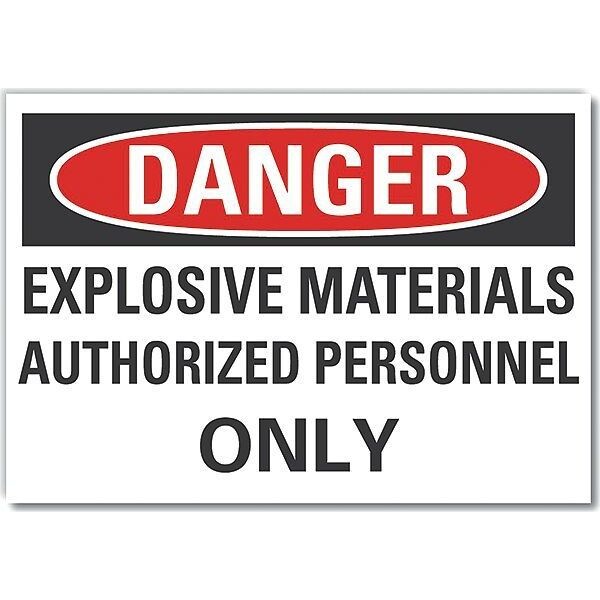 Explosive Materials Danger Label, 5 in H, 7 in W, Polyester, Horizontal, English, LCU4-0617-ND_7X5