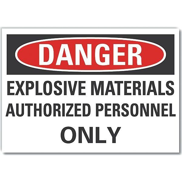 Explosive Materials Danger Label, 7 in H, 10 in W, Polyester, Vertical, English, LCU4-0617-ND_10X7