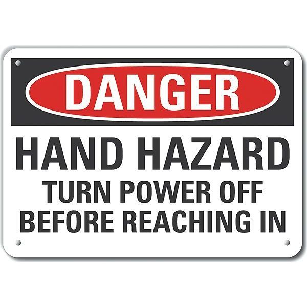 Decal, Danger Hand Hazard, 10 x 7