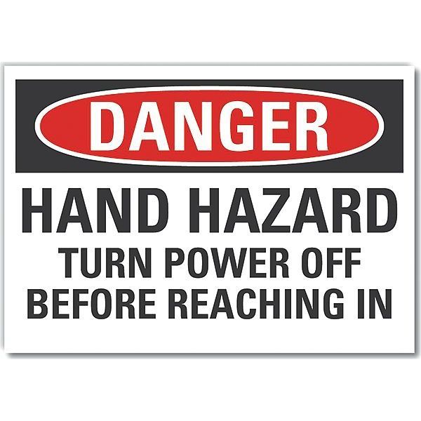 Decal, Danger Hand Hazard Turn, 5 x 3.5