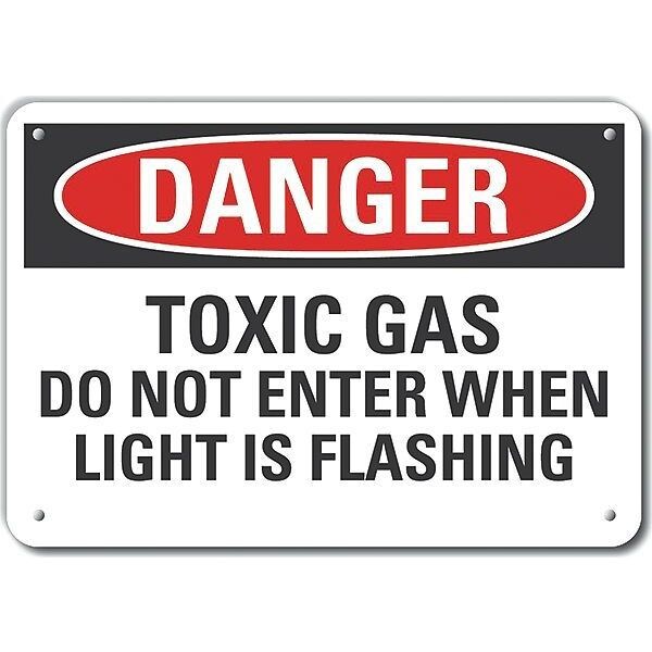 Reflective Toxic Materials Danger Sign, 7 in H, 10 in W, Vertical Rectangle, LCU4-0619-RA_10X7