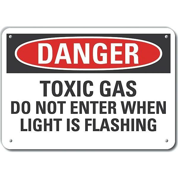 Reflective Toxic Materials Danger Sign, 10 in H, 14 in W, Horizontal Rectangle, LCU4-0619-RA_14X10