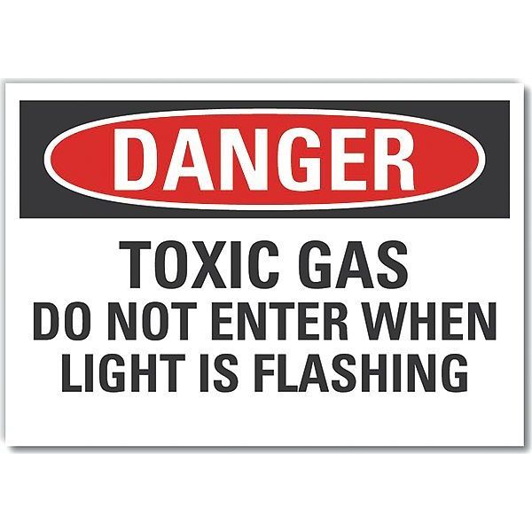 Toxic Materials Danger Label, 5 in H, 7 in W, Polyester, Horizontal Rectangle, LCU4-0619-ND_7X5