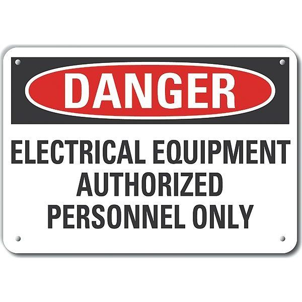 Plastic Electrical Equipment Danger Sign, 7 in Height, 10 in Width, Plastic, Vertical Rectangle