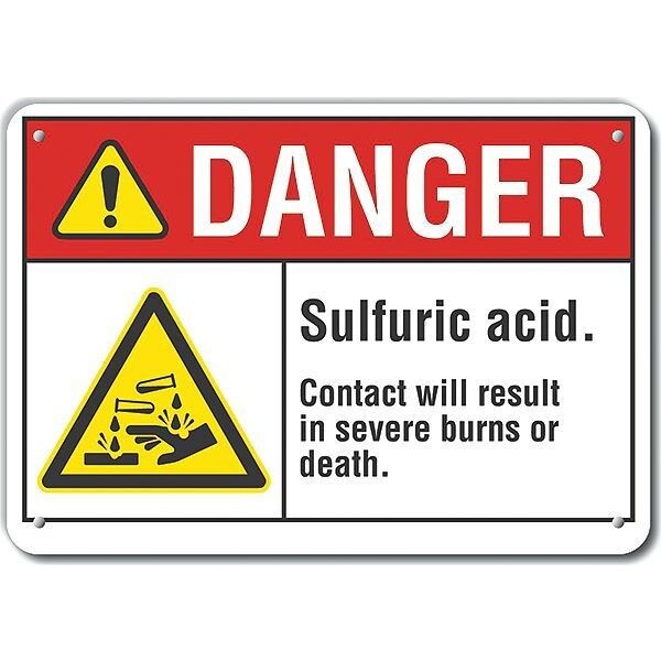 Plastic Sulfuric Acid Danger Sign, 7 in Height, 10 in Width, Plastic, Vertical Rectangle, English