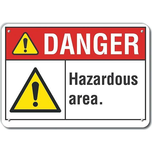 Danger Sign, 7 in Height, 10 in Width, Plastic, Vertical Rectangle, English