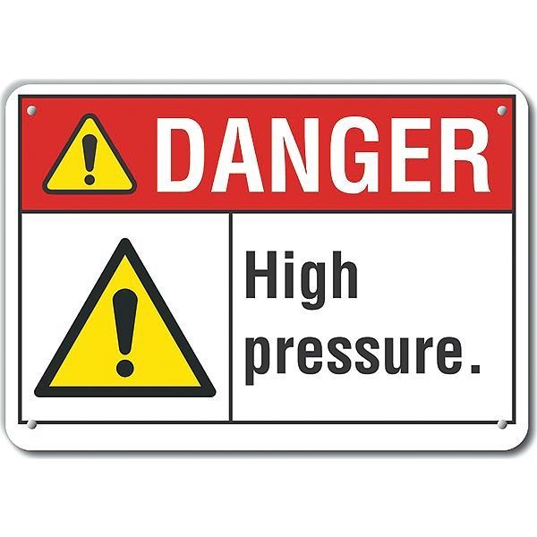Decal, Danger High Pressure, Plastic, 10x7
