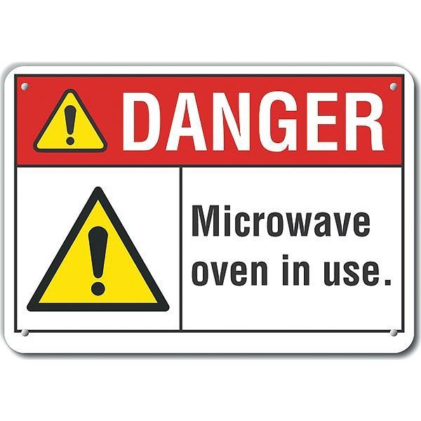Plastic Microwave Danger Sign, 7 in Height, 10 in Width, Plastic, Vertical Rectangle, English