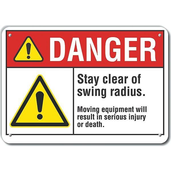 Danger Sign, 10 in Height, 14 in Width, Aluminum, Horizontal Rectangle, English