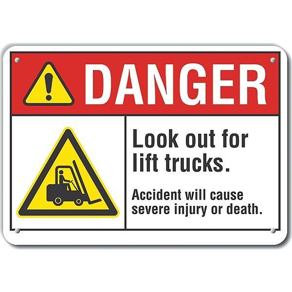 Danger Sign, 10 in H, 14 in W, Aluminum, Horizontal Rectangle, English, LCU4-0040-NA_14X10