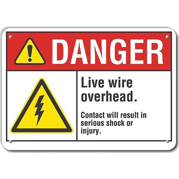 Decal, Plastic, Danger Live Wire, 10 x 7
