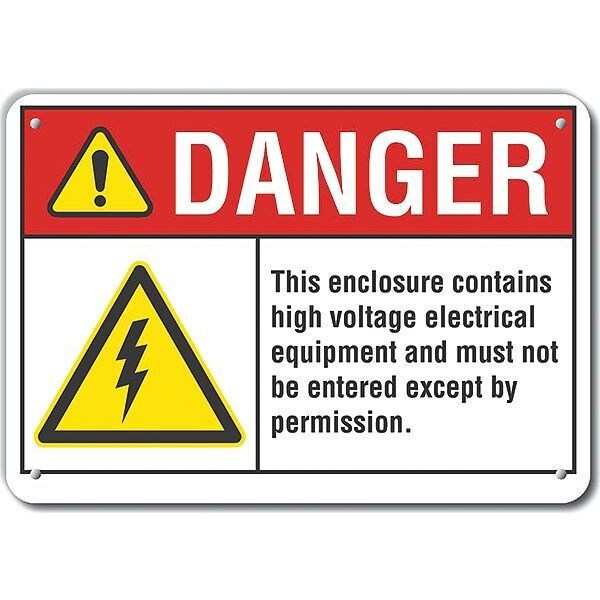 Plastic High Voltage Danger Sign, 7 in Height, 10 in Width, Plastic, Vertical Rectangle, English