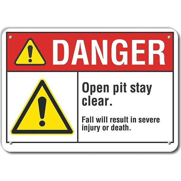 Danger Sign, 10 in H, 14 in W, Plastic, Horizontal Rectangle, English, LCU4-0057-NP_14X10