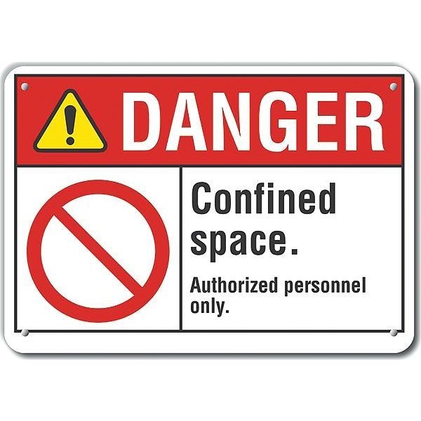 Decal, Danger Confined Space, 14x10
