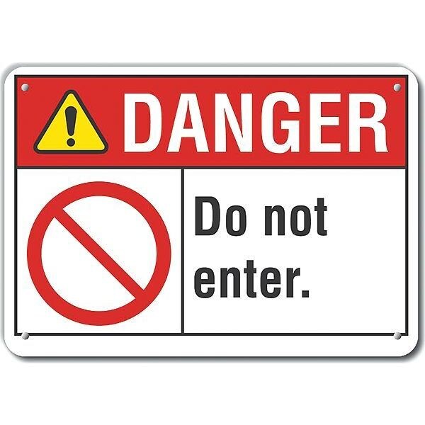 Aluminum Exit & Entrance Danger Sign, 7 in Height, 10 in Width, Aluminum, Vertical Rectangle