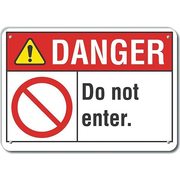 Danger Sign, 10 in H, 14 in W, Aluminum, Horizontal Rectangle, English, LCU4-0119-NA_14X10