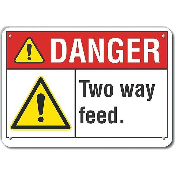 Decal, Plastic, Danger Two Way Feed, 14x10
