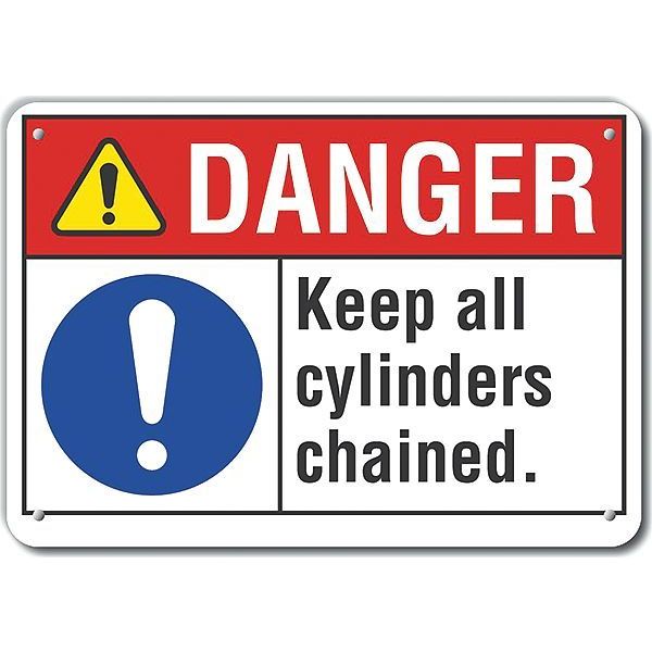Reflective Cylinder Handling Danger Sign, 7 in H, 10 in W, Vertical Rectangle, LCU4-0084-RA_10X7