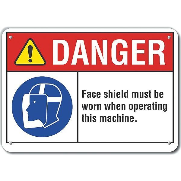 Decal, Danger Face Shield Must, 14x10