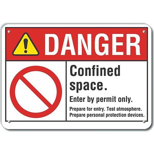Decal, Danger Confined Space, 14x10