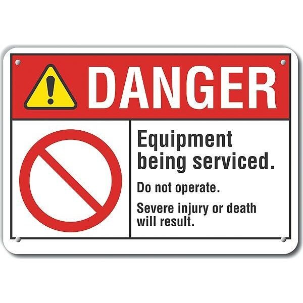 Danger Sign, 10 in Height, 14 in Width, Aluminum, Horizontal Rectangle, English